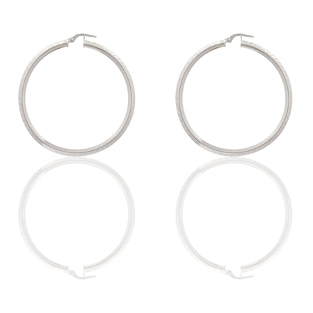 Orecchini Oro Bianco Oro 18 carati Cerchio  Solo Oro Spessore mm. 3 diametro interno cm.4,5