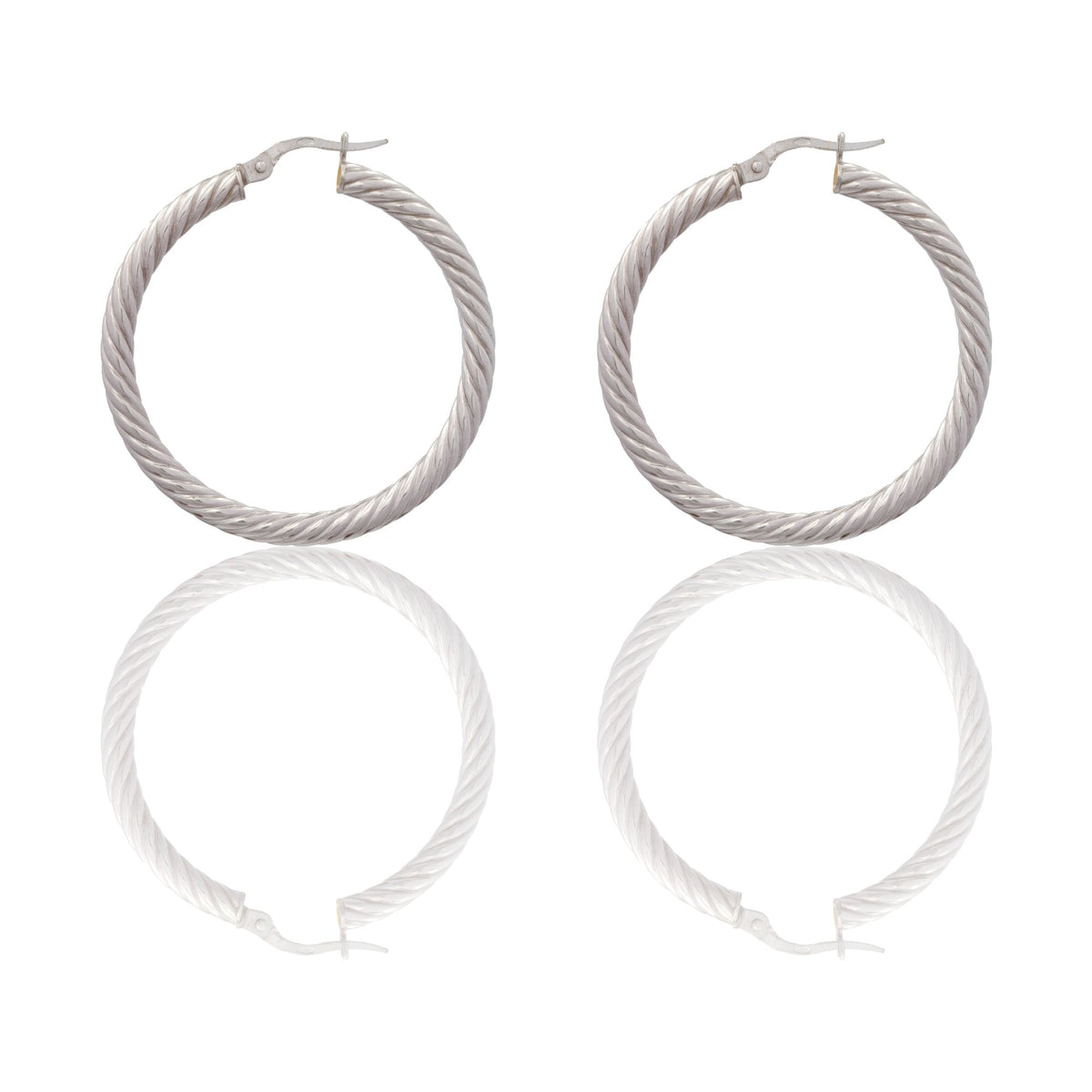 Orecchini Oro Bianco Oro 18 carati Cerchio  Solo Oro Spessore mm. 3 diametro interno cm.3