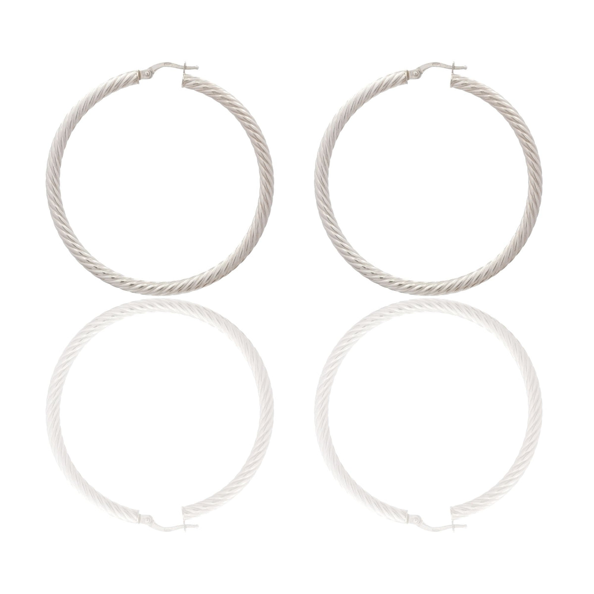 Orecchini Oro Bianco Oro 18 carati Cerchio  Solo Oro Spessore mm. 3 diametro interno cm.4