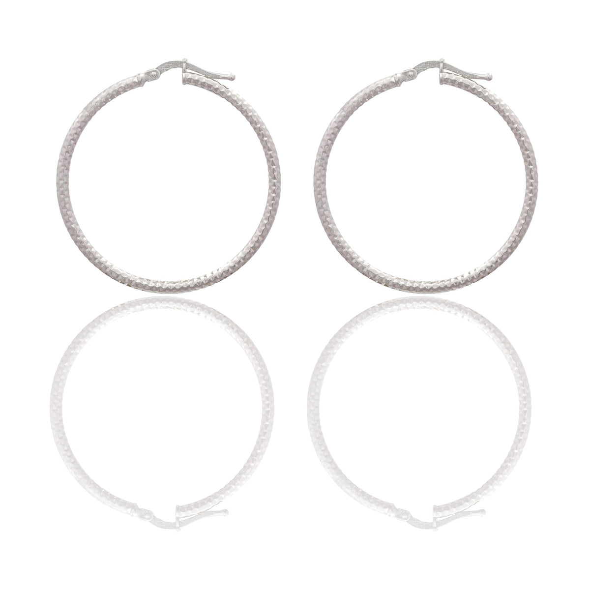 Orecchini Oro Bianco Oro 18 carati Cerchio  Solo Oro Spessore mm. 2 diametro interno cm.3