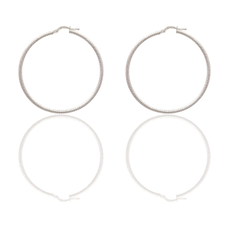 Orecchini Oro Bianco Oro 18 carati Cerchio  Solo Oro Spessore mm. 2 diametro interno cm.4