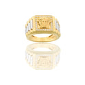 Anello Oro Giallo, Oro Bianco Oro 18 carati  Quadrato Centro Medusa Zirconi Bianchi 