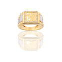 Anello Oro Giallo, Oro Bianco Oro 18 carati Quadrato Gambo Maglia President   Zirconi Bianchi 