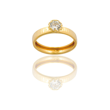 Anello Oro Giallo Oro 18 carati Solitario   Zircone Bianco spessore gambo 3,4 mm , spessore pietra 6,8