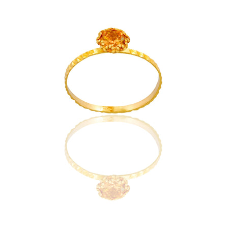 Anello Oro Giallo Oro 18 carati Solitario Zircone Arancione