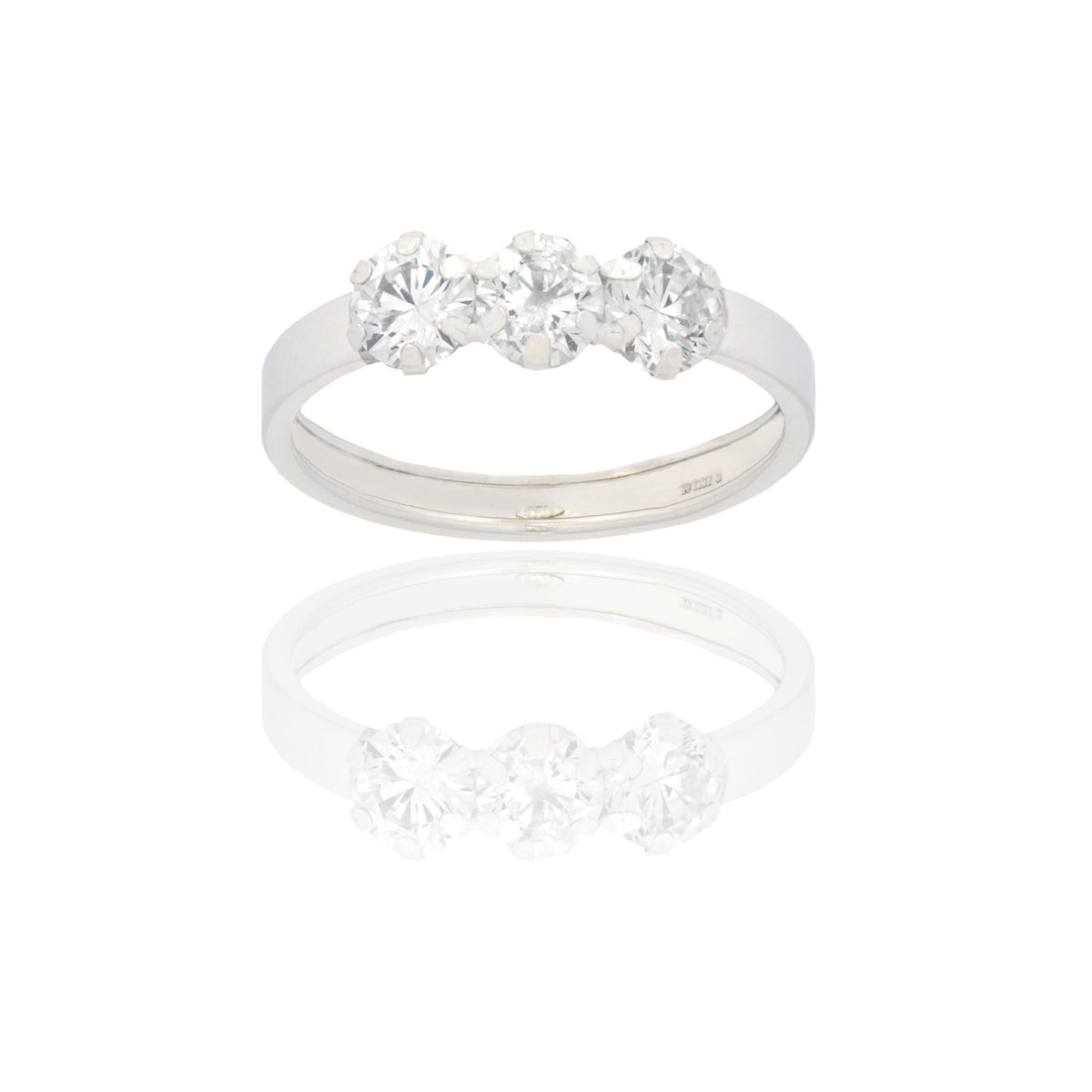 Anello Oro Bianco Oro 18 carati Trilogy  Zirconi Bianchi
