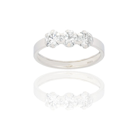 Anello Oro Bianco Oro 18 carati Trilogy  Zirconi Bianchi