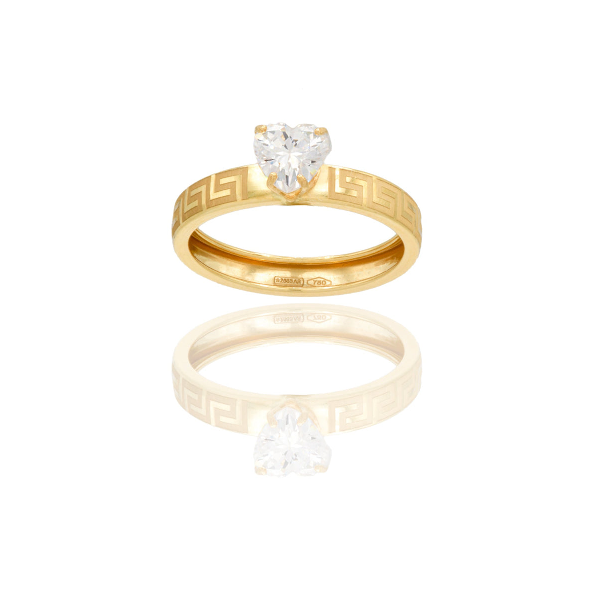 Anelli Oro Giallo Stampato  Zircone bianco spessore gambo 3,3 mm , spessore pietra 5