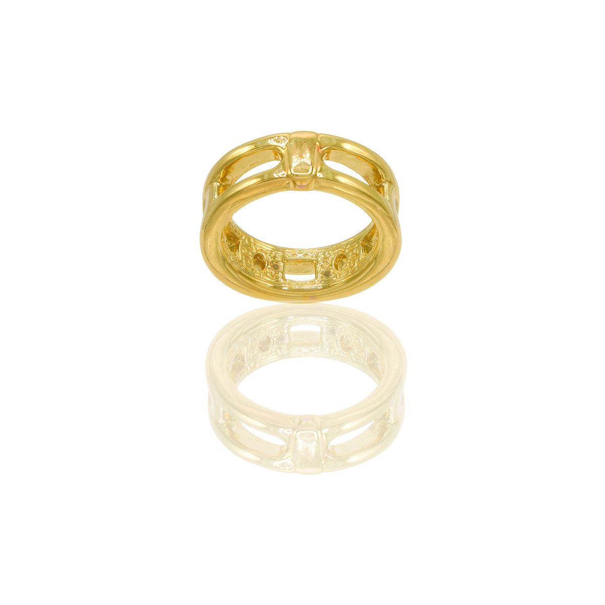 Anello Oro Giallo Oro 18 carati Traforato Fascia Solo Oro Spessore mm.8