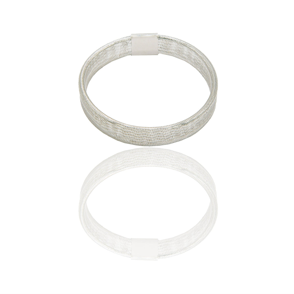 Bracciale Oro Bianco Oro 18 carati Elastico canna rettangolare Solo Oro Spessore mm.8