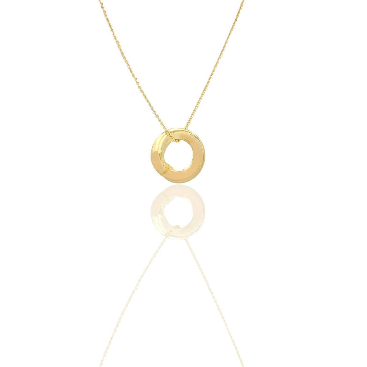 Collana Oro Giallo Oro 18 carati Simbolo Zen elettroformato Solo Oro Lunghezza cm. 45