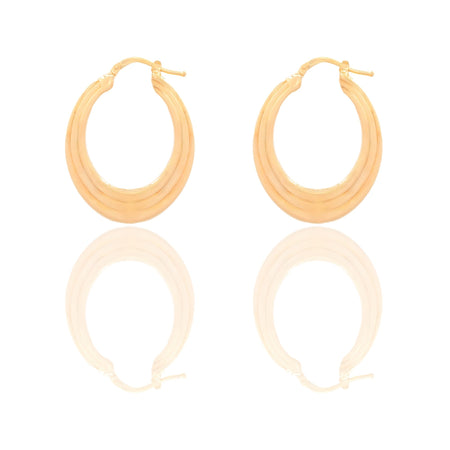 Orecchini Oro Giallo Oro 18 carati Ovale Rigato Asimmetrico Solo Oro