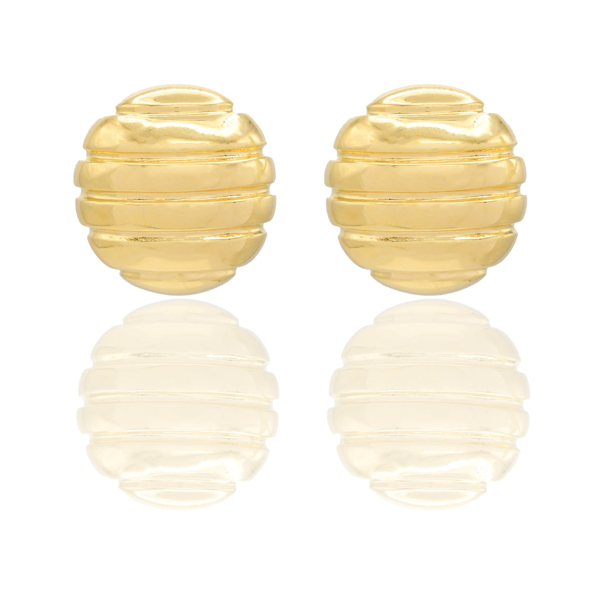 Orecchini Oro Giallo Oro 18 carati Bottone tondo Elettroformato Solo Oro cm. 1,5 x 2,0 spessore mm. 7