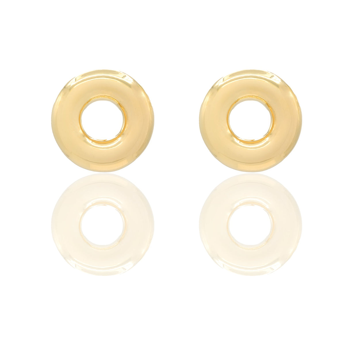 Orecchini Oro Giallo Oro 18 carati Bottone traforato Elettroformato Solo Oro cm. 2,0 x 2,0 spessore mm. 4