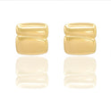 Orecchini Oro Giallo Oro 18 carati Bottone quadrato onda Elettroformato Solo Oro cm. 2,0 x 2,0 spessore mm. 4