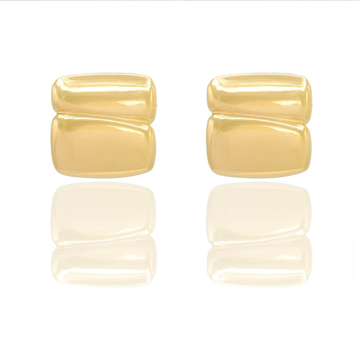 Orecchini Oro Giallo Oro 18 carati Bottone quadrato onda Elettroformato Solo Oro cm. 2,0 x 2,0 spessore mm. 4