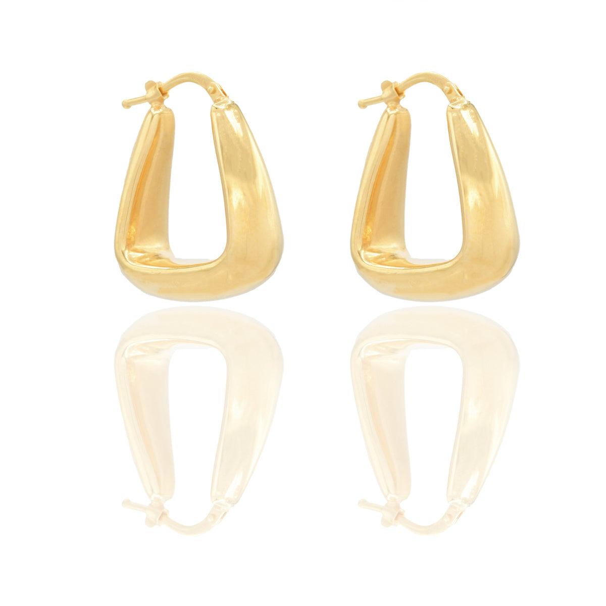 Orecchini Oro Giallo Oro 18 carati Triangolo Elettroformato Solo Oro cm. 2,0 x 2,0 spessore mm. 9