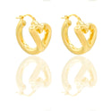 Orecchini Oro Giallo Oro 18 carati Cerchio Cuore traforato Elettroformato Solo Oro cm. 2,5 x 2,5 spessore mm. 3 diametro cm.1,5
