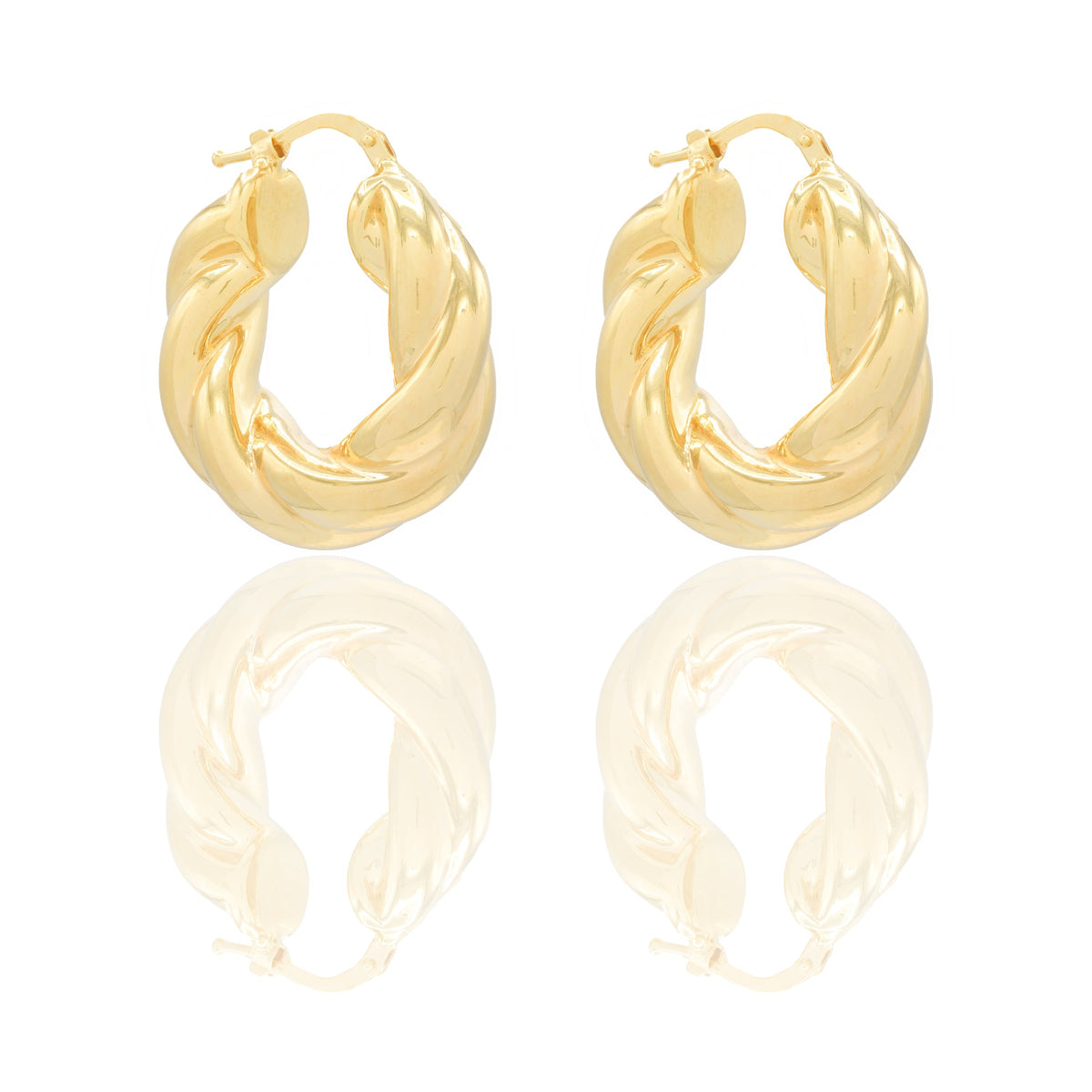 Orecchini Oro Giallo Oro 18 carati Cerchio Intrecciato Elettroformato Solo Oro spessore mm. 8 diametro cm.1,5