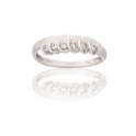 Anello Oro Bianco Oro 18 carati Veretta 6 Pietre Con Bordo Laterale Zirconi Bianchi spessore gambo 1,2 mm , spessore pietre 3,2