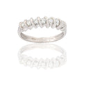 Anello Oro Bianco Oro 18 carati Veretta 7 Pietre Zirconi Bianchi spessore gambo 1,2 mm , spessore pietre 3,8