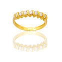 Anello Oro Giallo Oro 18 carati Veretta 7 Pietre Zirconi Bianchi spessore gambo 1,2 mm , spessore pietre 3,8