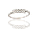 Anello Oro Bianco Oro 18 carati  Mezza Veretta Binario Contrarie'  Zirconi Bianchi spessore gambo 1,2 mm , spessore pietre 1,3