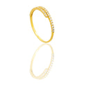 Anello Oro Giallo Oro 18 carati  Mezza Veretta Binario Contrarie'  Zirconi Bianchi spessore gambo 1,2 mm , spessore pietre 1,3