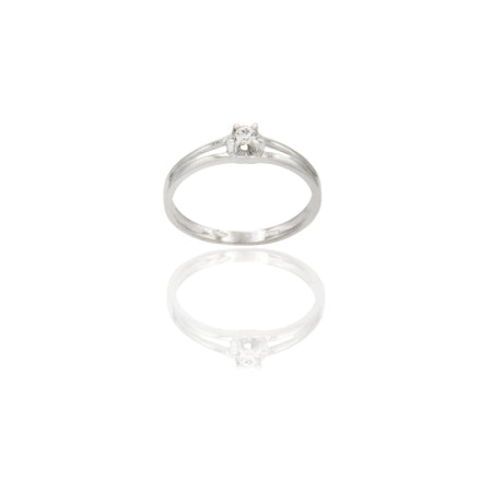 ANELLO DONNA SOLITARIO 4 GRIFFE DOPPIO GAMBO