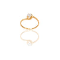 Anello Oro Rosa Oro 18 carati Solitario 4 Griffe con Contorno Zircone Bianco spessore gambo 1,6 mm , spessore pietra 6
