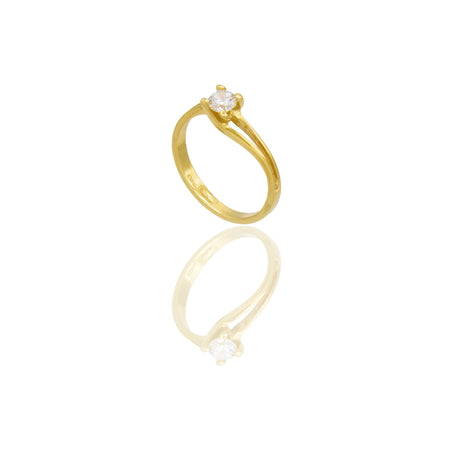 Anello Oro Giallo Oro 18 carati Solitario 4 griffe Zircone Bianco spessore gambo 2,0 mm , spessore pietre 7