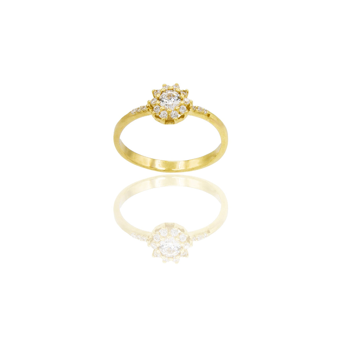Anello Oro Giallo Oro 18 carati Solitario 4 griffe doppio Gambo Zircone Bianco spessore gambo 2,0 mm , spessore pietra 5