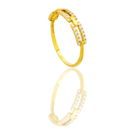Anello Oro Giallo Oro 18 carati   Tre Rettangoli Zirconati  Zirconi Bianchi spessore gambo 1 mm , spessore pietre 1,3