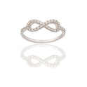 Anello Oro Bianco Oro 18 carati Simbolo Infinito Zirconi Bianchi spessore gambo 1,5 mm , spessore pietre 1,5