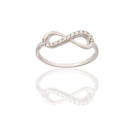 Anello Oro Bianco Oro 18 carati Simbolo Infinito Zirconi Bianchi