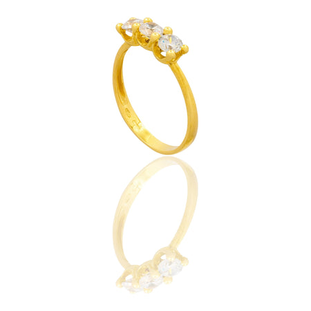 Anello Oro Giallo Oro 18 carati Trilogy 4 Griffe Zirconi Bianchi mis. 1