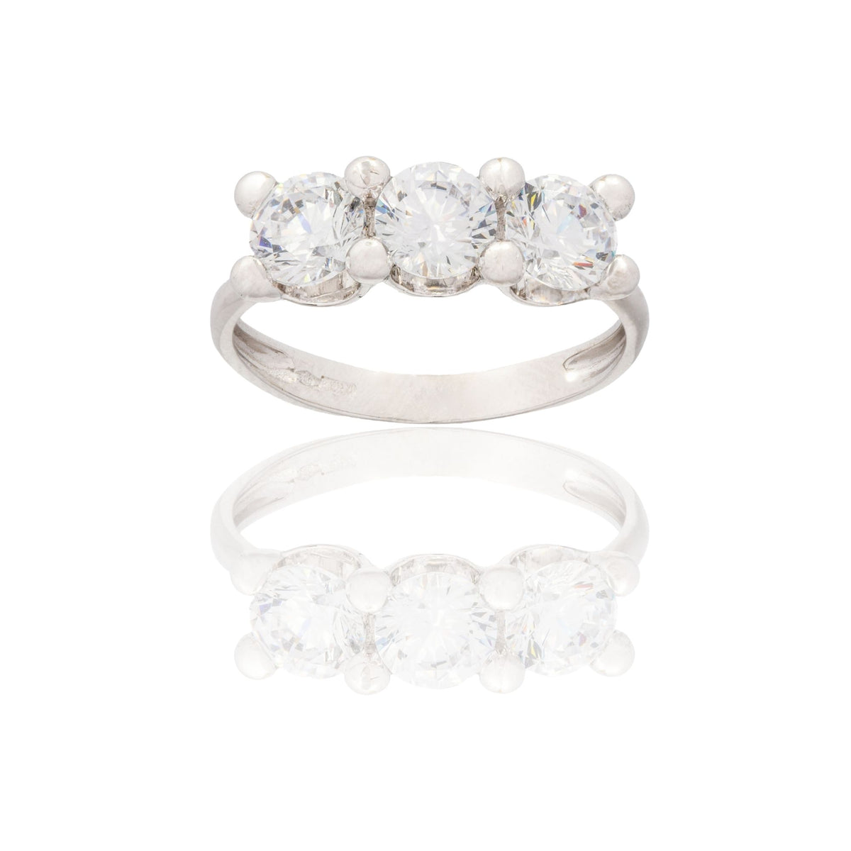 Anello Oro Bianco Oro 18 carati Trilogy 4 Griffe Zirconi Bianchi mis. 1