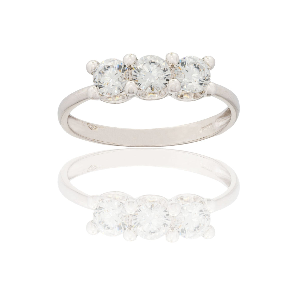 Anello Oro Bianco Oro 18 carati Trilogy 4 Griffe Zirconi Bianchi mis. 1