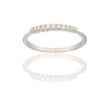 Anello Oro Bianco Oro 18 carati Mezza Veretta Zirconi Bianchi