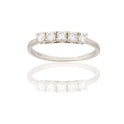 Anello Oro Bianco Oro 18 carati Veretta 5 Pietre Zirconi Bianchi