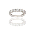 Anello Oro Bianco Oro 18 carati Veretta A Griffe 9 Pietre Zirconi Bianchi spessore gambo 1, 3 mm , spessore pietre 3,3