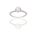Anello Oro Bianco Oro 18 carati  Solitario 6 Griffe Zircone Bianco spessore gambo 1 mm , spessore pietre 9,5