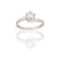 Anello Oro Bianco Oro 18 carati Solitario Gambo Forato Zircone Bianco mis.1