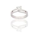 Anello Oro Bianco Oro 18 carati Solitario Gambo Forato Zircone Bianco spessore gambo 1 mm , spessore pietre 5,6