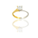 Anello Oro Giallo, Oro Bianco Oro 18 carati Solitario 4 Griffe Modello Valentino  Zircone Bianco 