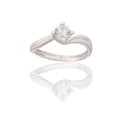 Anello Oro Bianco Oro 18 carati Solitario 4 Griffe Modello Valentino  Zircone Bianco spessore gambo 1 mm , spessore pietre 6,5