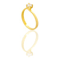 Anello Oro Giallo Oro 18 carati Solitario 4 Griffe Modello Valentino  Zircone Bianco spessore gambo 0,8 mm , spessore pietre 5,5