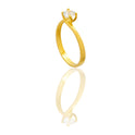 Anello Oro Giallo Oro 18 carati Solitario 4 Griffe Modello Valentino  Zircone Bianco spessore gambo 1 mm , spessore pietra 4,60