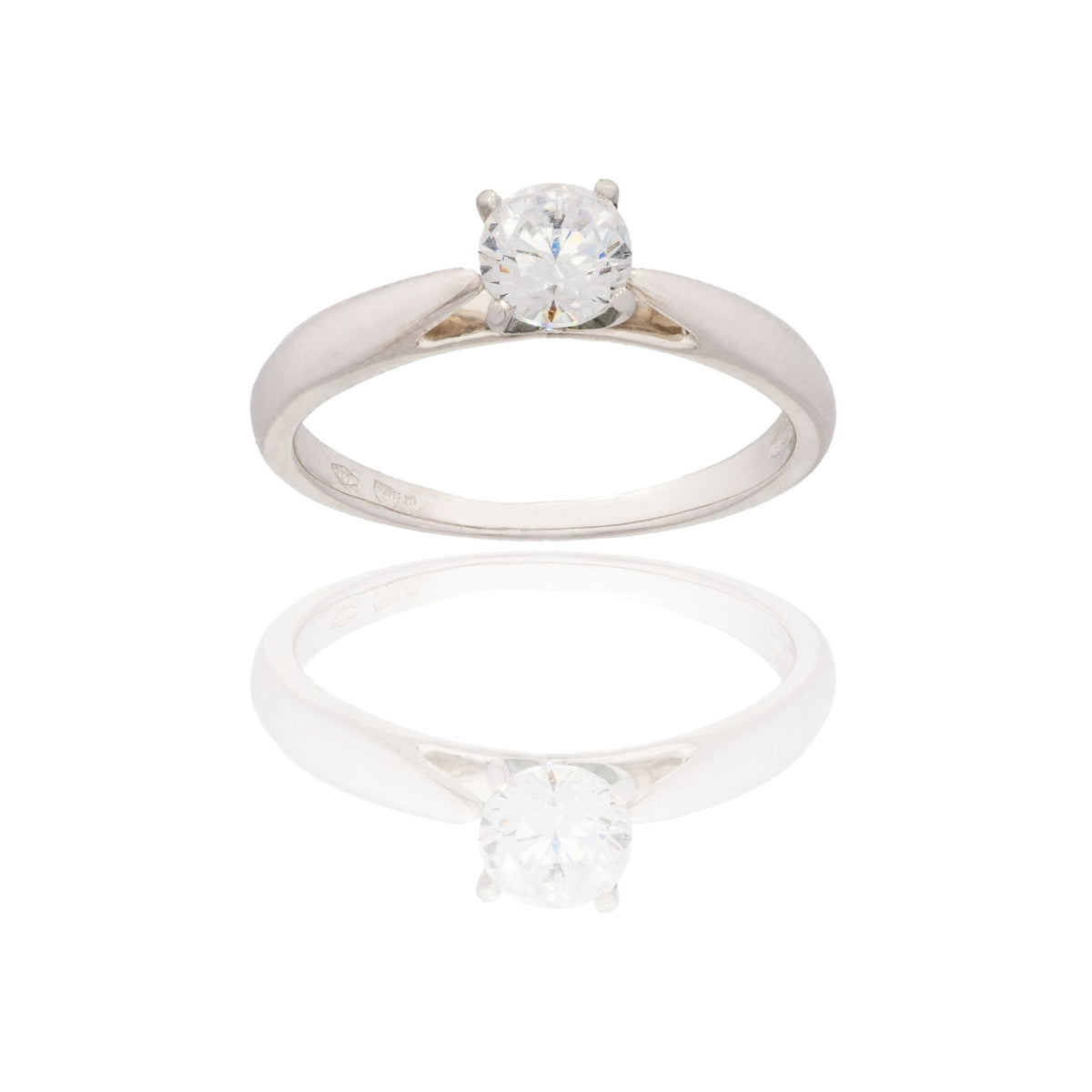 Anello Oro Bianco Oro 18 carati  Solitario 4 Griffe Zircone Bianco