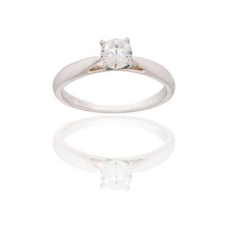 Anello Oro Bianco Oro 18 carati  Solitario 4 Griffe Zircone Bianco